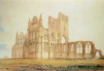 Udsigt over Whitby Abbey, ca.1820 (pen og blæk og wc på papir)